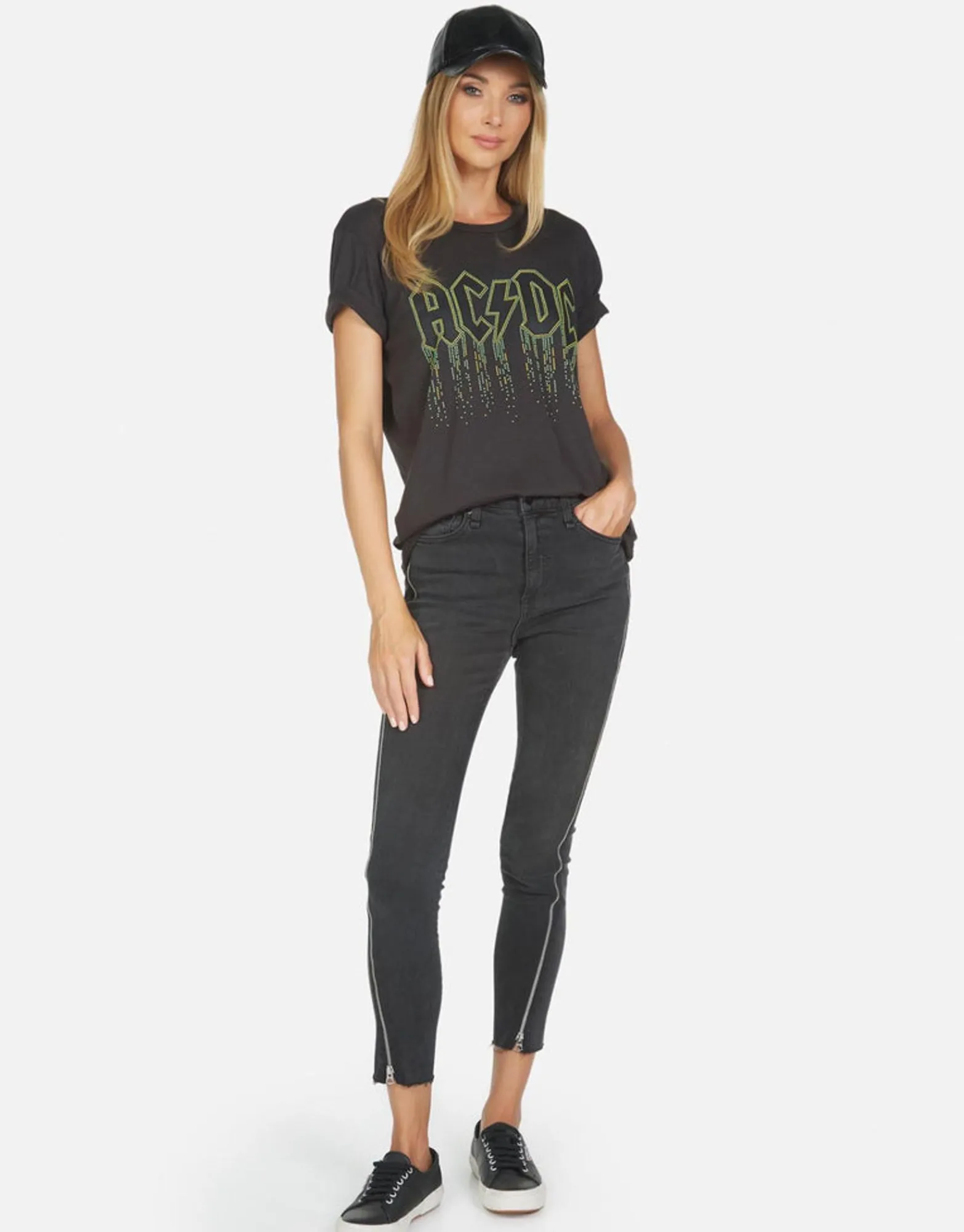 Flash Sale Wolf Ac/Dc Neon Stud Women Short Sleeve