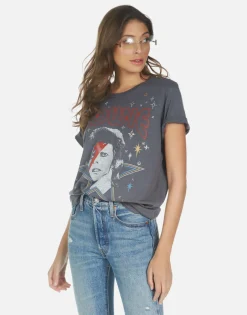 Cheap Wolf Bowie 1973 Tour Women Short Sleeve