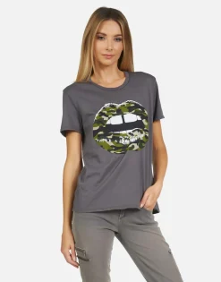 Hot Wolf Camo Lip Women Short Sleeve