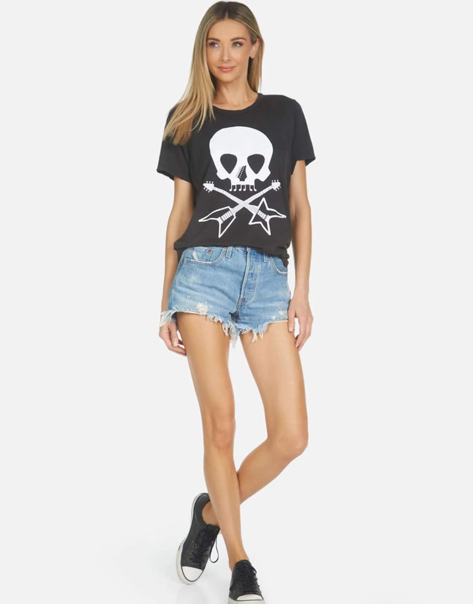 Cheap Wolf Music Skull Women Short Sleeve