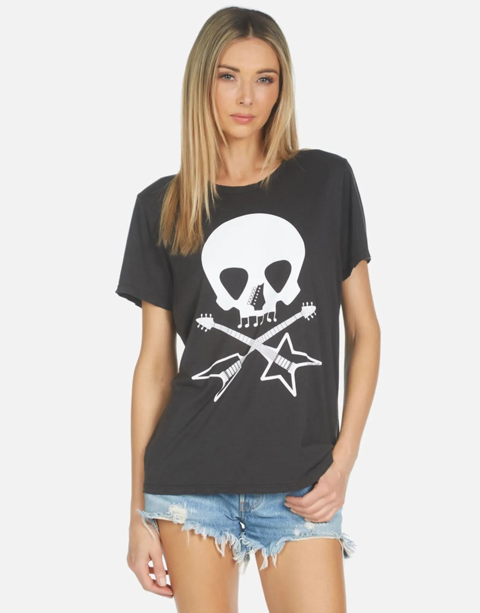 Cheap Wolf Music Skull Women Short Sleeve