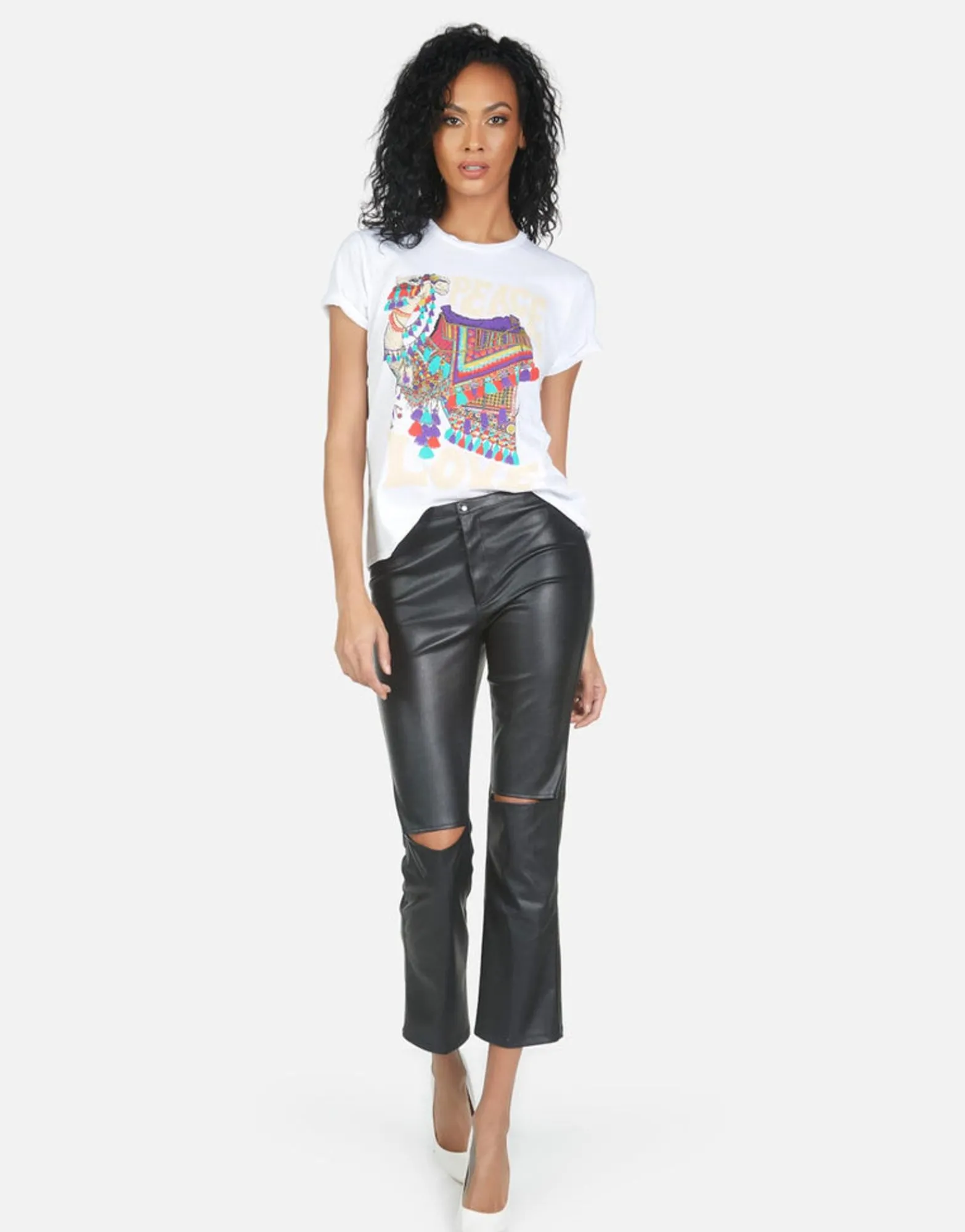 Cheap Wolf Peace Love Camel Women Short Sleeve
