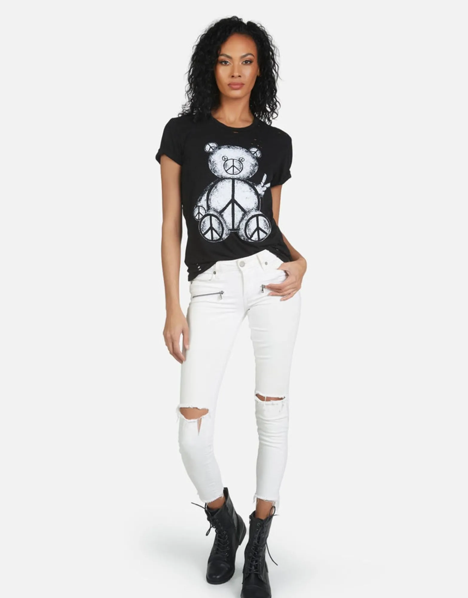 Fashion Wolf Peace Teddy Women Short Sleeve