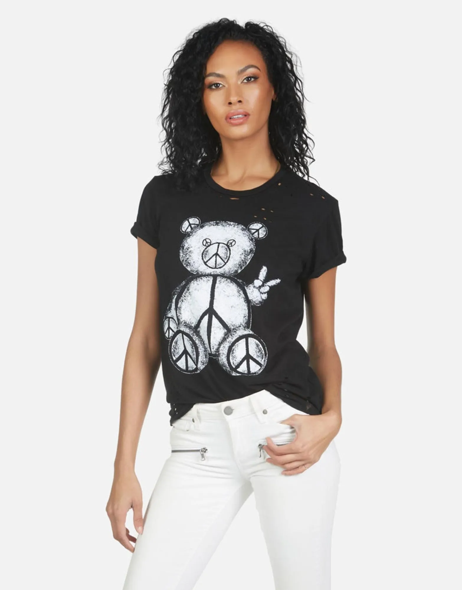 Fashion Wolf Peace Teddy Women Short Sleeve