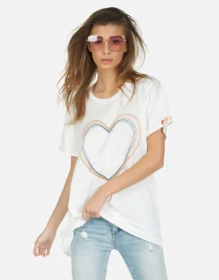 Outlet Wolf Rainbow Heart Women Short Sleeve