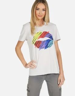 Flash Sale Wolf Scribble Lip Women Short Sleeve