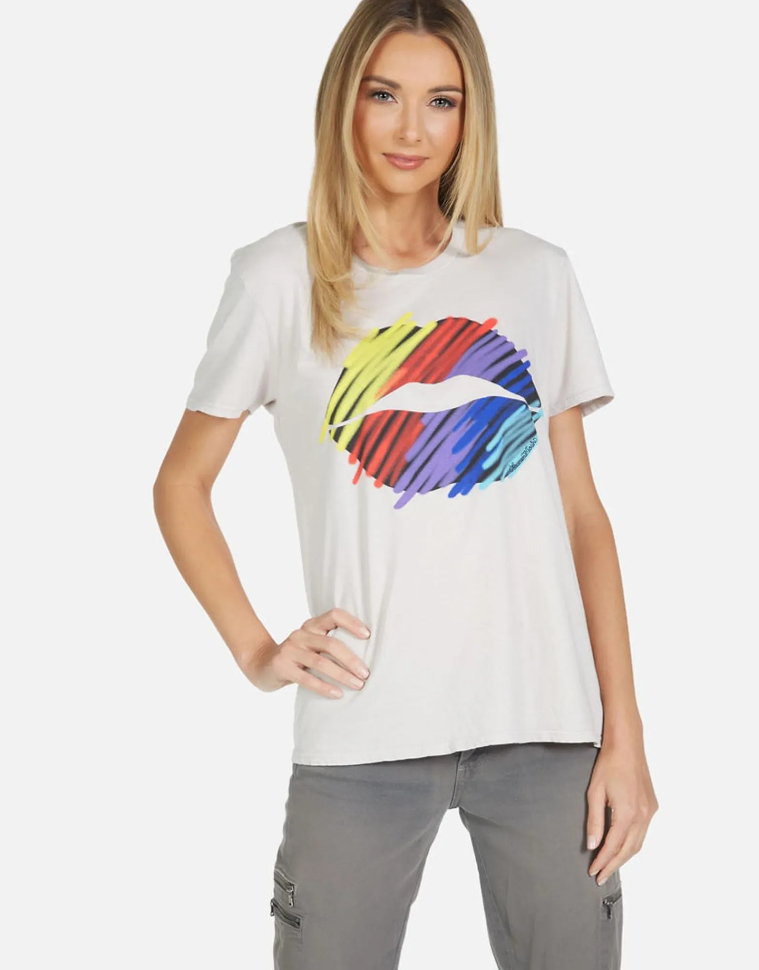 Flash Sale Wolf Scribble Lip Women Short Sleeve