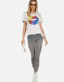 Flash Sale Wolf Scribble Lip Women Short Sleeve