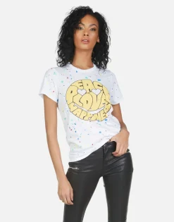 Hot Wolf Text Happy Face Women Short Sleeve
