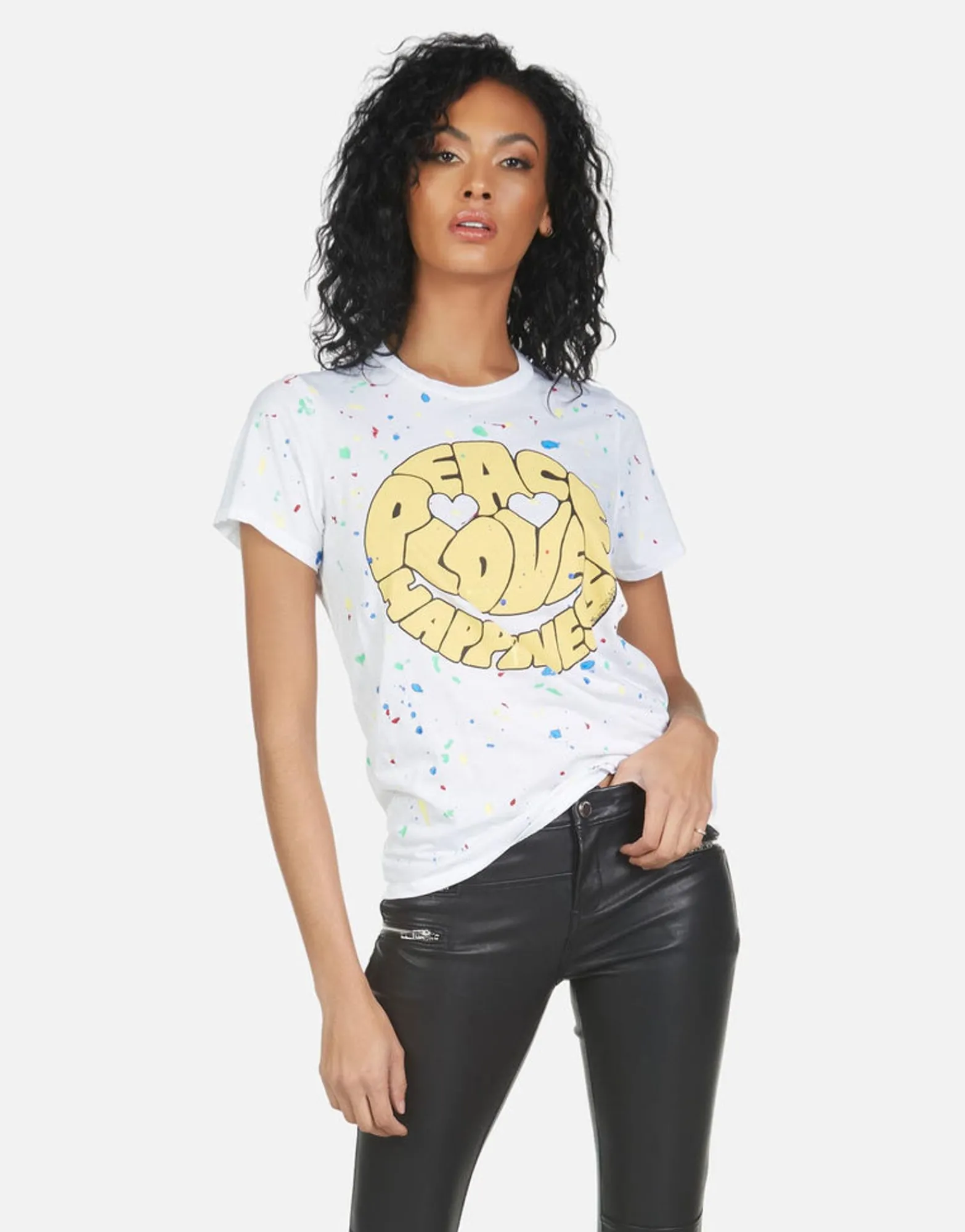 Hot Wolf Text Happy Face Women Short Sleeve