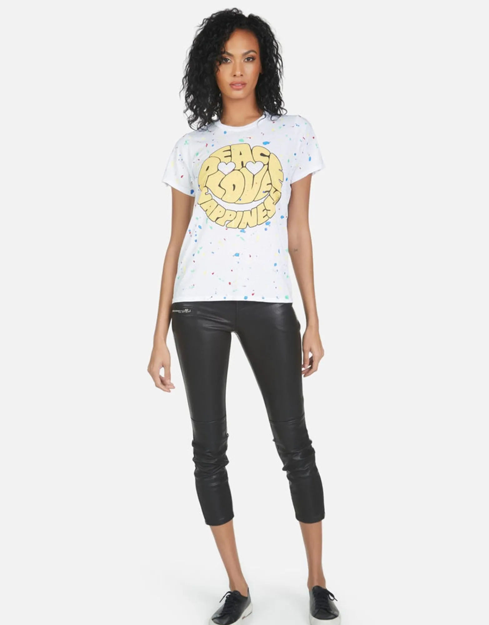 Hot Wolf Text Happy Face Women Short Sleeve