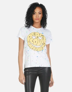 Hot Wolf Text Happy Face Women Short Sleeve