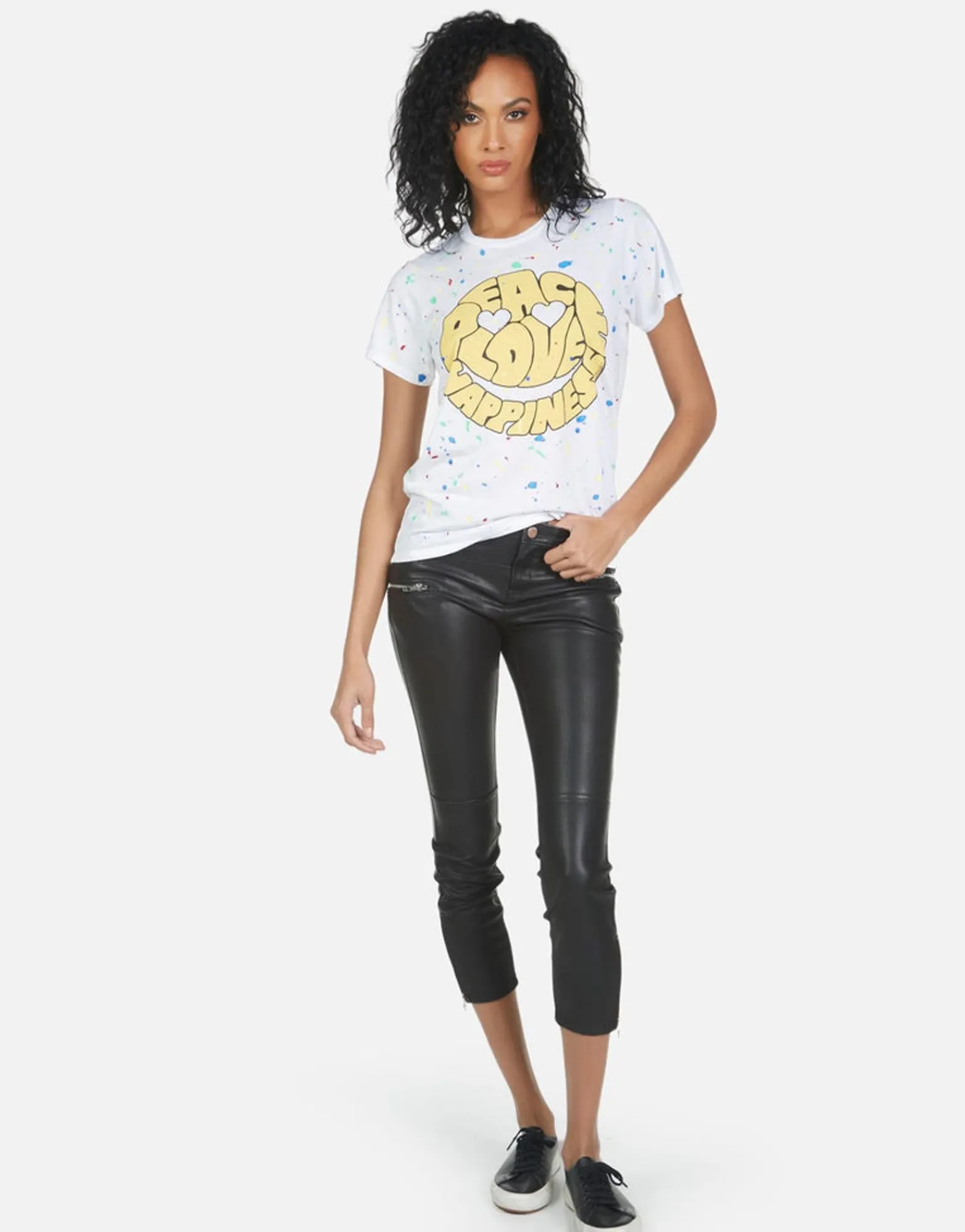 Hot Wolf Text Happy Face Women Short Sleeve