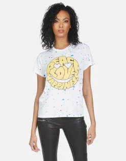 Hot Wolf Text Happy Face Women Short Sleeve