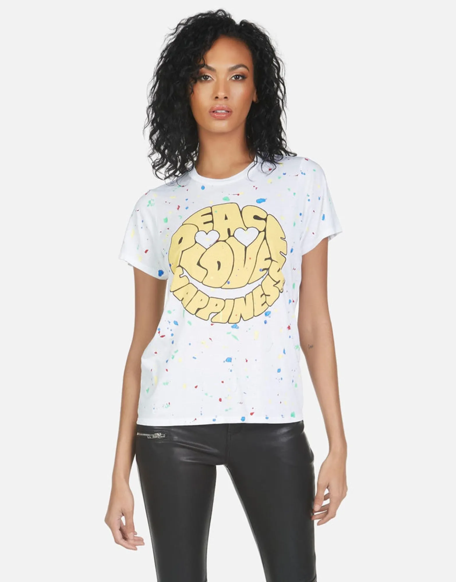 Hot Wolf Text Happy Face Women Short Sleeve
