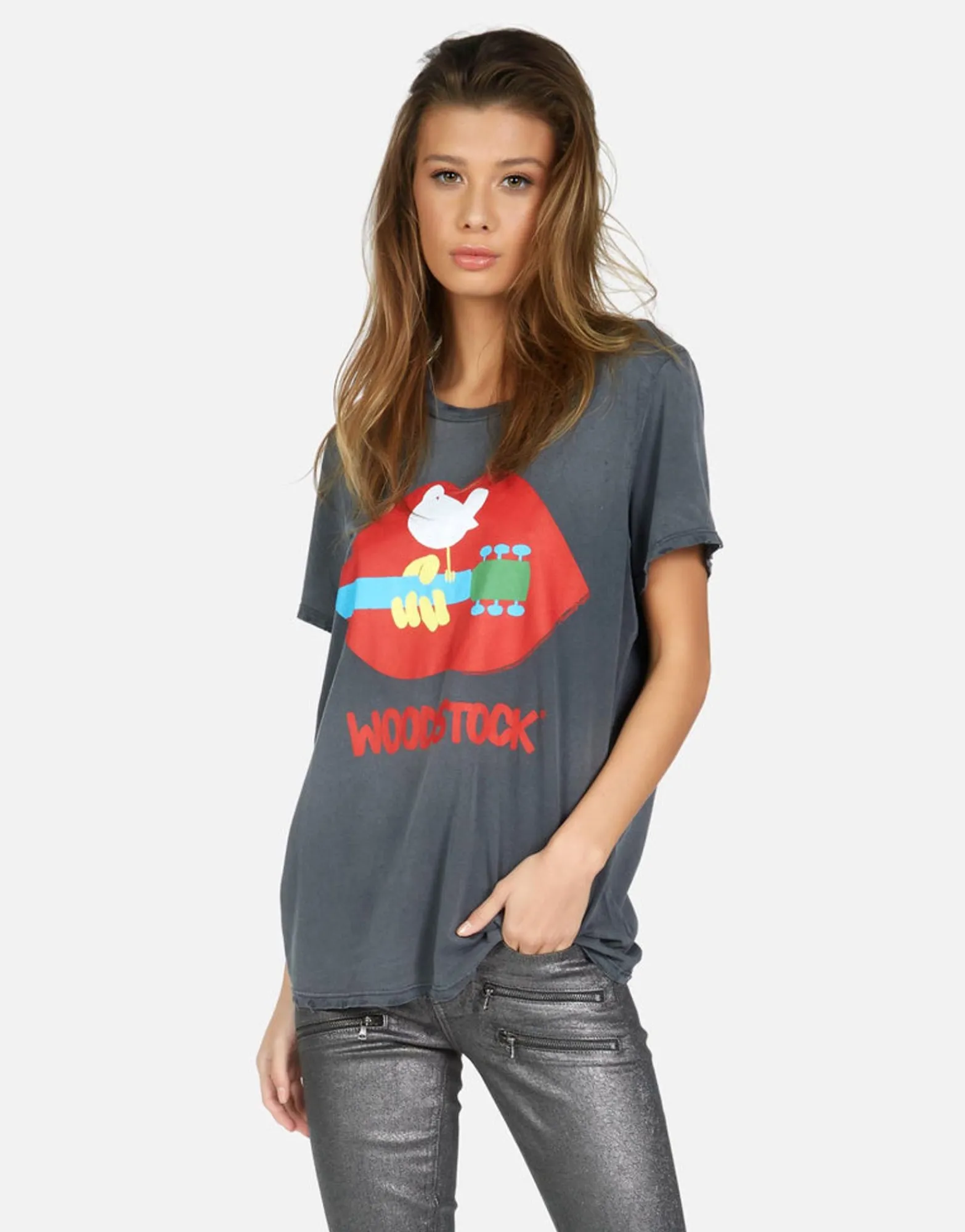 Online Woodstock Lip Boyfriend Tee | Wolf By Women Short Sleeve