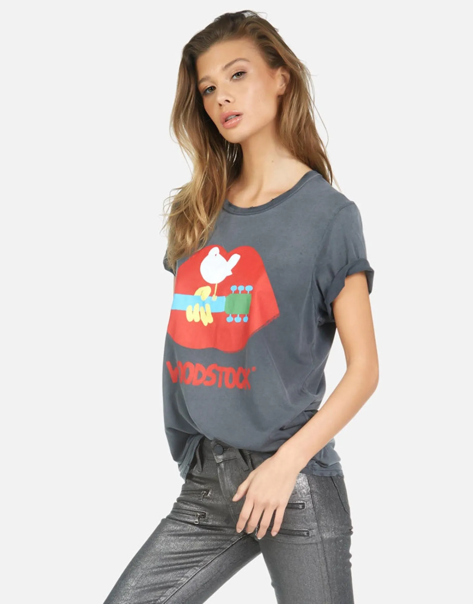 Online Woodstock Lip Boyfriend Tee | Wolf By Women Short Sleeve