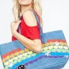 Fashion X Exclusive X | Jackie Rainbow Heart Metallic Star Happyface Tote Bag Bags