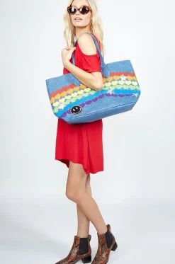 Fashion X Exclusive X | Jackie Rainbow Heart Metallic Star Happyface Tote Bag Bags