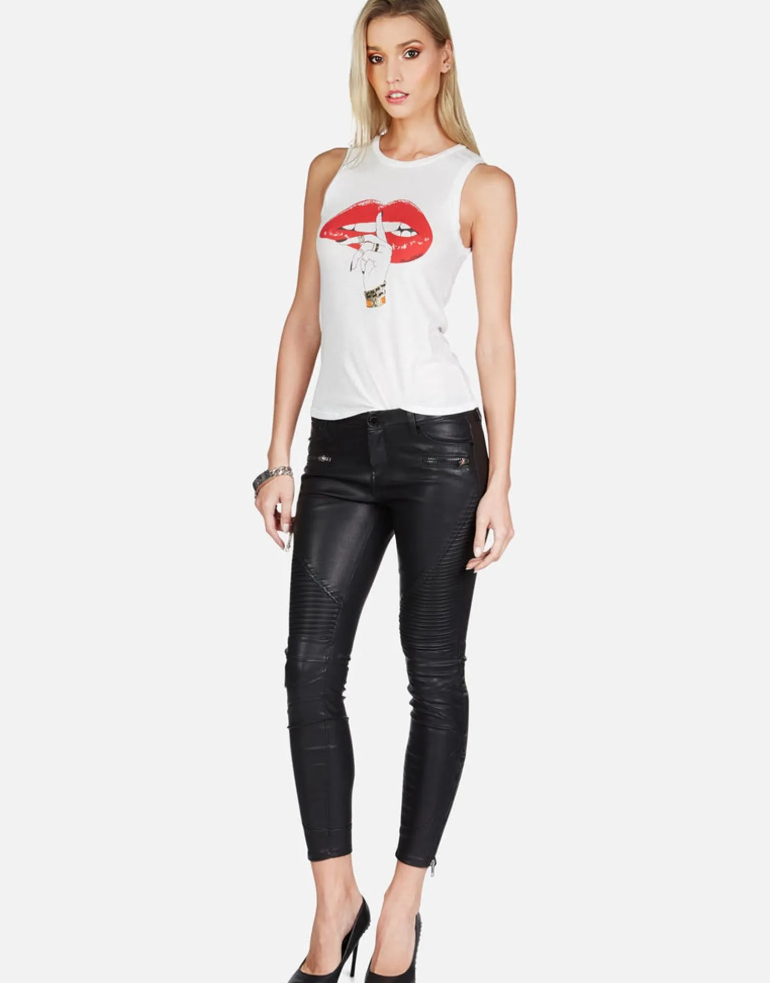 Online Xo Shh Lip Tank Tee | Ashlin By Women Tanks