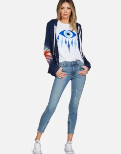 Cheap Yellow Lightning Tie Dye Zip Up Hoodie | Lennox By Women Hoodies