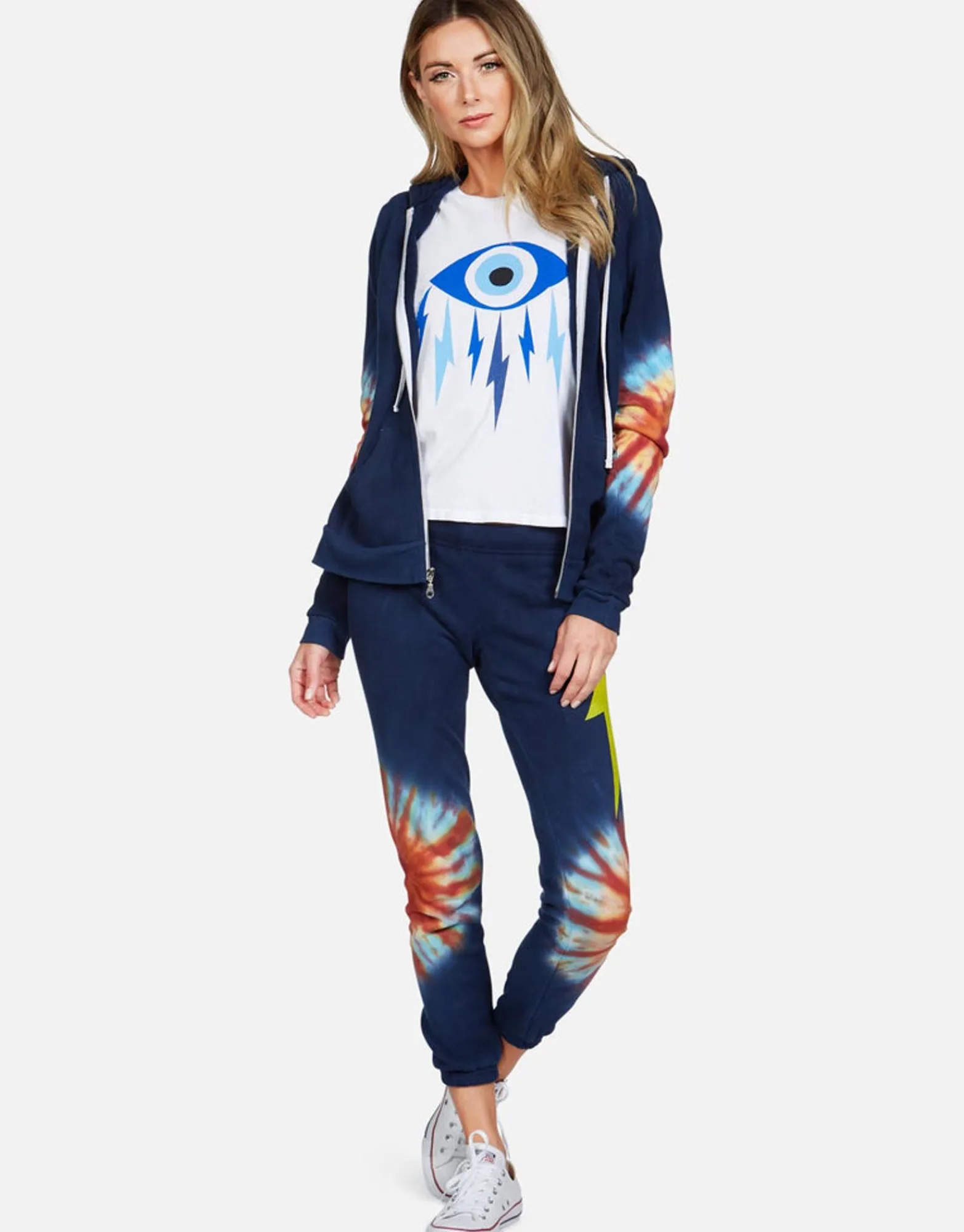 Cheap Yellow Lightning Tie Dye Zip Up Hoodie | Lennox By Women Hoodies