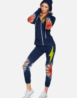 Cheap Yellow Lightning Tie Dye Zip Up Hoodie | Lennox By Women Hoodies